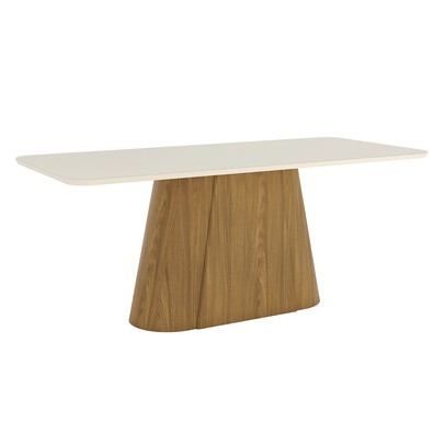 Mesa de Madeira Olívia 200 Cm com Vidro Nature/Off White - Henn