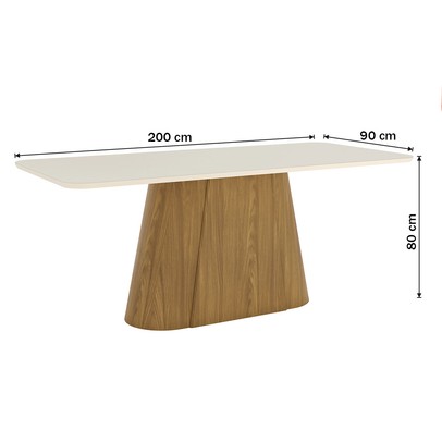 Mesa de Madeira Olívia 200 Cm com Vidro Nature/Off White - Henn