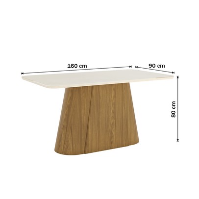 Mesa de Madeira Olívia 160 Cm com Vidro Nature/Off White - Henn