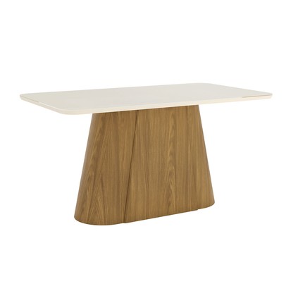 Mesa de Madeira Olívia 160 Cm com Vidro Nature/Off White - Henn