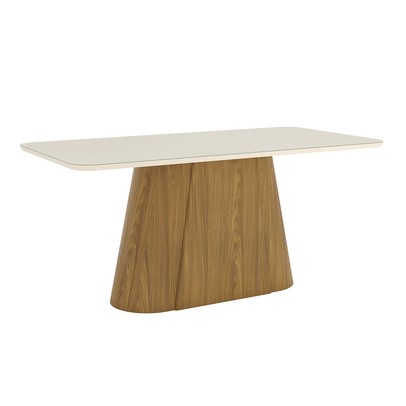 Mesa de Madeira Olívia180 Cm com Vidro Nature/Off White - Henn