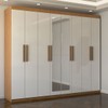 Guarda-Roupa Casal Nirvana Plus 8 Portas 4 gavetas com Espelho Cinamomo/Branco - Panorama Móveis