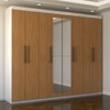 Guarda-Roupa Casal Nirvana Plus 8 Portas 4 gavetas com Espelho Branco/Cinamomo - Panorama Móveis
