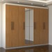Guarda-Roupa Casal Nirvana Plus 8 Portas 4 gavetas com Espelho Branco/Cinamomo - Panorama Móveis