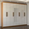 Guarda-Roupa Casal Nirvana 8 Portas 4 gavetas com Espelho Cinamomo/Branco - Panorama Móveis