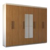 Guarda-Roupa Casal Nirvana 8 Portas 4 gavetas com Espelho Branco/Cinamomo - Panorama Móveis