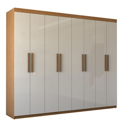 Guarda-Roupa Casal Nirvana 8 Portas 4 gavetas Cinamomo/Branco - Panorama Móveis