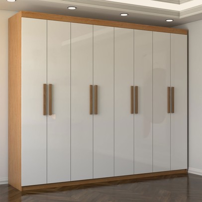 Guarda-Roupa Casal Nirvana 8 Portas 4 gavetas Cinamomo/Branco - Panorama Móveis