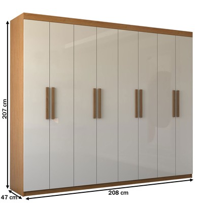 Guarda-Roupa Casal Nirvana 8 Portas 4 gavetas Cinamomo/Branco - Panorama Móveis