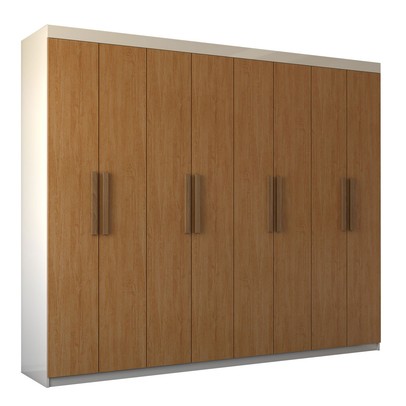 Guarda-Roupa Casal Nirvana 8 Portas 4 gavetas Branco/Cinamomo - Panorama Móveis