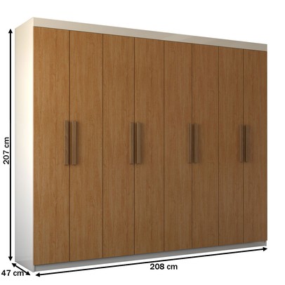 Guarda-Roupa Casal Nirvana 8 Portas 4 gavetas Branco/Cinamomo - Panorama Móveis