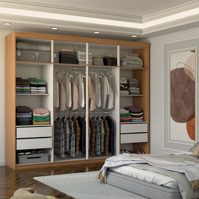 Guarda-Roupa Casal Nirvana 8 Portas 4 gavetas Cinamomo - Panorama Móveis