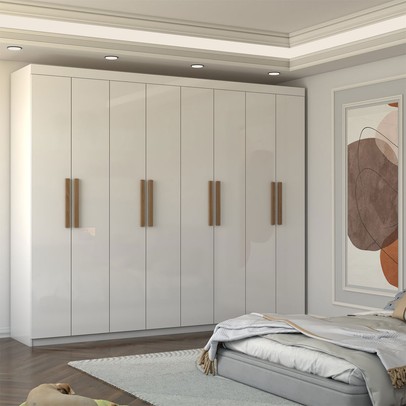 Guarda-Roupa Casal Nirvana 8 Portas 4 gavetas Branco - Panorama Móveis