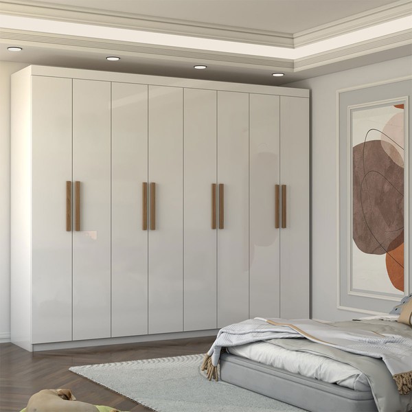 Guarda-Roupa Casal Nirvana 8 Portas 4 gavetas Branco - Panorama Móveis
