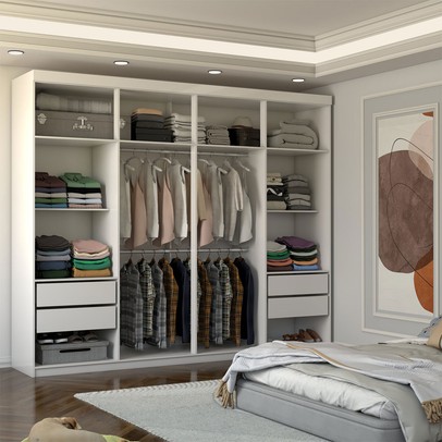Guarda-Roupa Casal Nirvana 8 Portas 4 gavetas Branco - Panorama Móveis