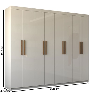Guarda-Roupa Casal Nirvana 8 Portas 4 gavetas Branco - Panorama Móveis