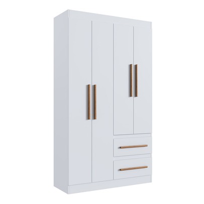 Guarda-Roupa Solteiro Palermo 4 Portas 2 Gavetas 100% Mdf Branco - Doripel Móveis