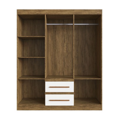 Guarda-Roupa Solteiro Napoli 6 Portas 2 Gavetas 100% Mdf Off White/Nogueira - Doripel Móveis