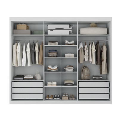 Guarda-Roupa Casal Senna 3 Portas 6 Gavetas com Espelho Branco - Maxel