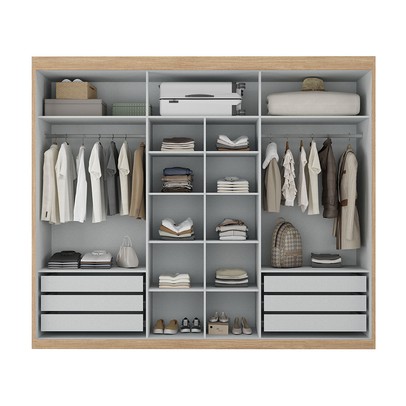 Guarda-Roupa Casal Senna 3 Portas 6 Gavetas com Espelho Cappuccino/Terracota - Maxel