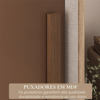 Guarda-Roupa Casal Senna 3 Portas 6 Gavetas com Espelho Cappuccino/Terracota - Maxel
