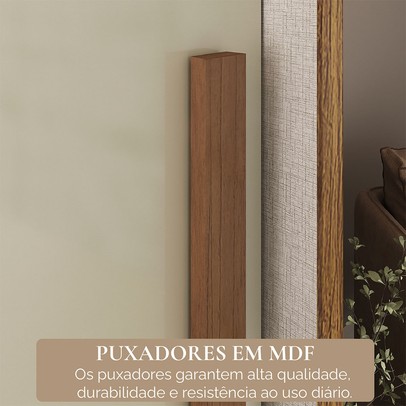 Guarda-Roupa Casal Senna 3 Portas 6 Gavetas com Espelho Cinamomo/Off White - Maxel
