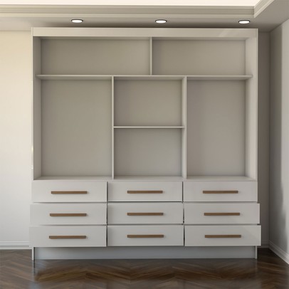 Guarda-Roupa Casal Taylor Plus 3 Portas 9 Gavetas com Espelho Branco - Panorama Móveis