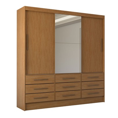 Guarda-Roupa Casal Taylor Plus 3 Portas 9 Gavetas com Espelho Cinamomo - Panorama Móveis
