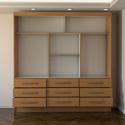 Guarda-Roupa Casal Taylor Premium 3 Portas 9 Gavetas com Espelho Cinamomo - Panorama Móveis