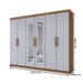 Guarda-Roupa Casal Aurora 6 Portas 2 Gavetas com Espelho Marrocos/Off White - Panorama Móveis