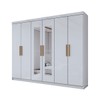 Guarda-Roupa Casal Aurora 6 Portas 2 Gavetas com Espelho Branco Neve - Panorama Móveis