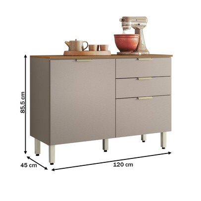 Balcão Cozinha Alba 2 Portas 2 Gavetas Amêndola/Nude Prime Tx - Demóbile