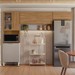 Cozinha Compacta Alba 6 Portas com Vidro Amêndola/Nude Prime Tx - Demóbile