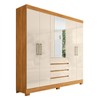 Guarda-Roupa Casal ópera 6 Portas 4 Gavetas com Espelho Cinamon/Off White - Demóbile