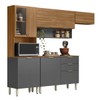 Cozinha Completa Alba 8 Portas 2 Gavetas com Vidro Amêndola/Grafito Prime Tx - Demóbile