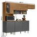 Cozinha Completa Alba 8 Portas 2 Gavetas com Vidro Amêndola/Grafito Prime Tx - Demóbile