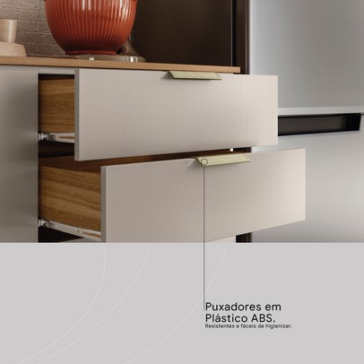 Cozinha Completa Alba 8 Portas 2 Gavetas com Vidro Amêndola/Nude Prime Tx - Demóbile