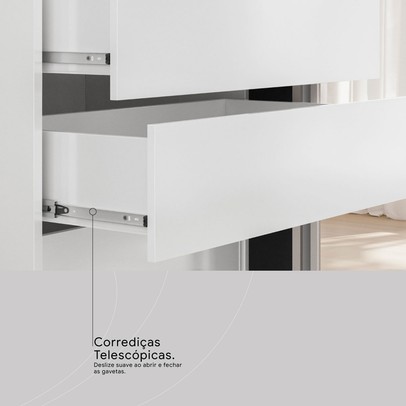 Guarda-Roupa Solteiro Riva 2 Portas 4 Gavetas com Espelho 100% Mdf Branco/Amêndola - Demóbile