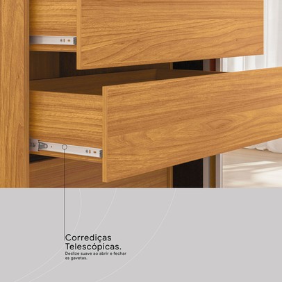 Guarda-Roupa Solteiro Riva 2 Portas 4 Gavetas com Espelho 100% Mdf Cinamomo/Off White - Demóbile
