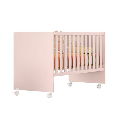 Berço Doce Sonho com Rodízio Rosa Acetinado - Qmovi