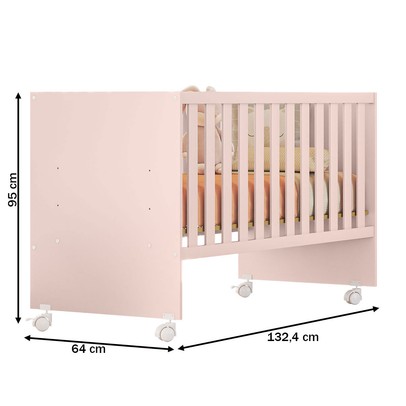 Berço Doce Sonho com Rodízio Rosa Acetinado - Qmovi