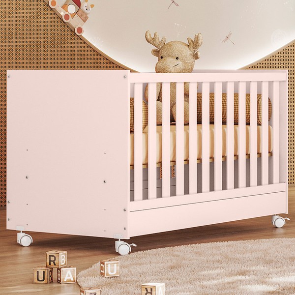 Berço Mini Cama Doce Sonho Rosa Acetinado  - Qmovi
