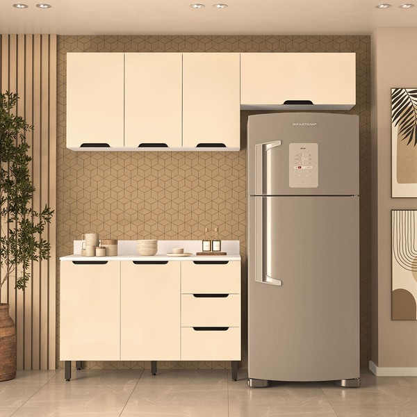 Cozinha Completa Meena 6 Portas 3 Gavetas 40250063 Branco/Creme - Politorno