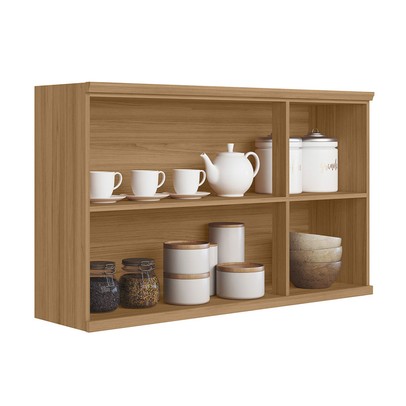 Armário Aéreo Cozinha 120 Cm Selene 3 Portas 100% Mdf Jequitibá/Off White Fosco - Linea Brasil