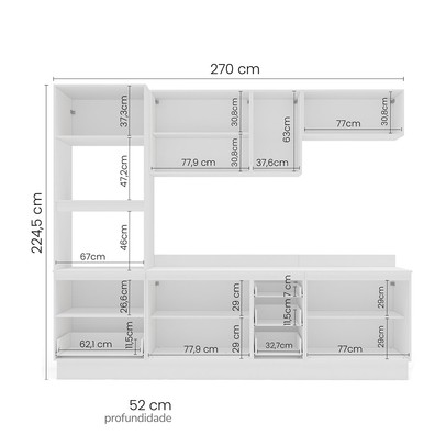 Cozinha Completa Meena 10 Portas 4 Gavetas 40250073 Branco/Verde Oliva - Politorno