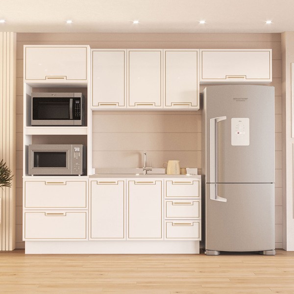 Cozinha Completa Amara 8 Portas 4 Gavetas 40250082 Branco - Politorno