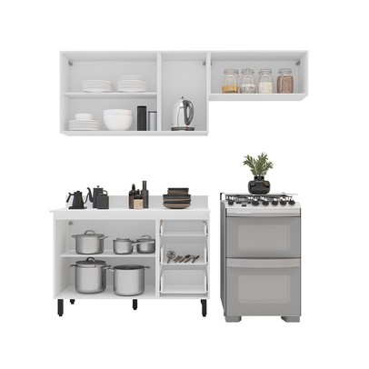 Cozinha Completa Amara 6 Portas 3 Gavetas 40250087 Branco/Azul - Politorno