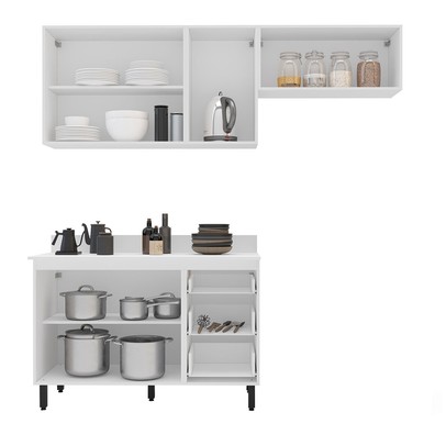 Cozinha Completa Amara 6 Portas 3 Gavetas 40250087 Branco/Azul - Politorno