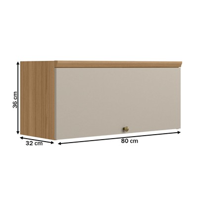 Armário Aéreo Cozinha 80 Cm Selene 1 Porta 100% Mdf Jequitibá/Off White Fosco - Linea Brasil