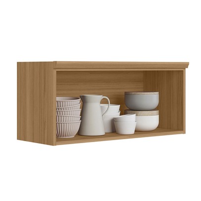 Armário Aéreo Cozinha 80 Cm Selene 1 Porta 100% Mdf Jequitibá/Off White Fosco - Linea Brasil